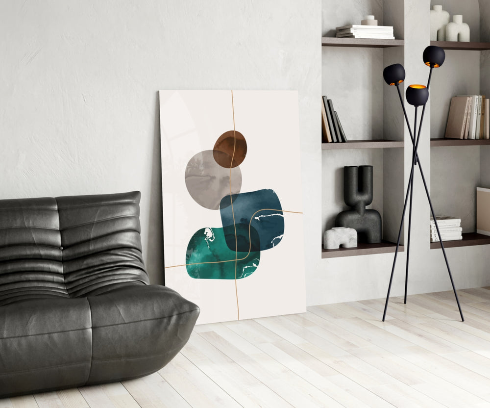 Dance of Earth Colors panel adding editorial calm to a bathroom
