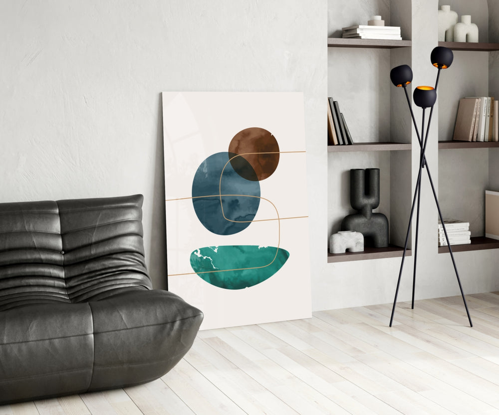 Dance of Earth Colors panel adding editorial calm to a bathroom