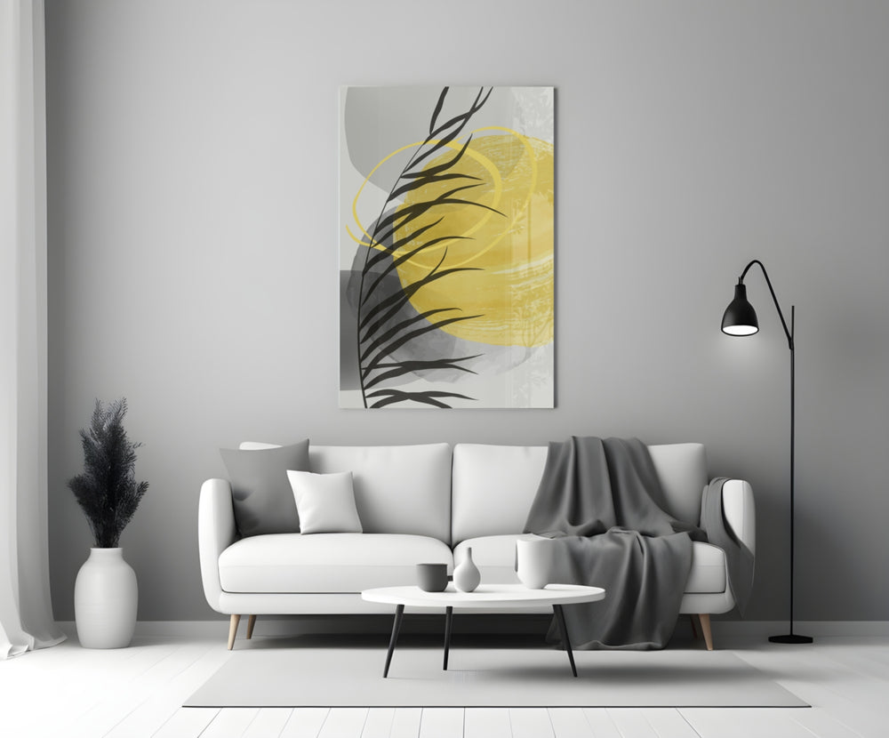 Autumn Yellow close-up showing marigold sun palm fronds and dove pebbles