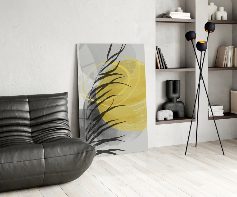 Autumn Yellow panel adding editorial calm to a bathroom