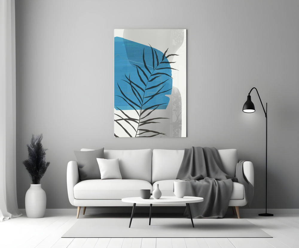 Autumn Blue close-up showing cobalt sun palm fronds and dove pebbles