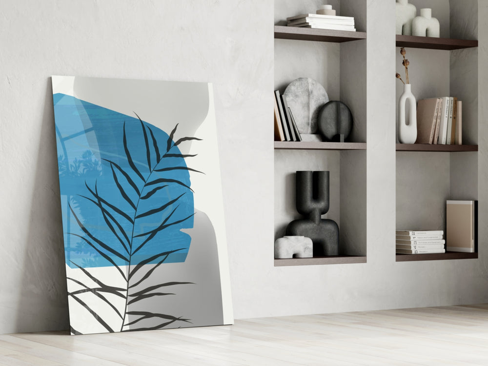 Autumn Blue glass print enhancing a hallway with cinematic warmth