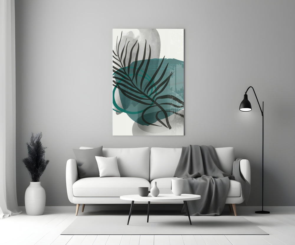 Autumn Green close-up showing teal sun palm fronds and dove pebbles
