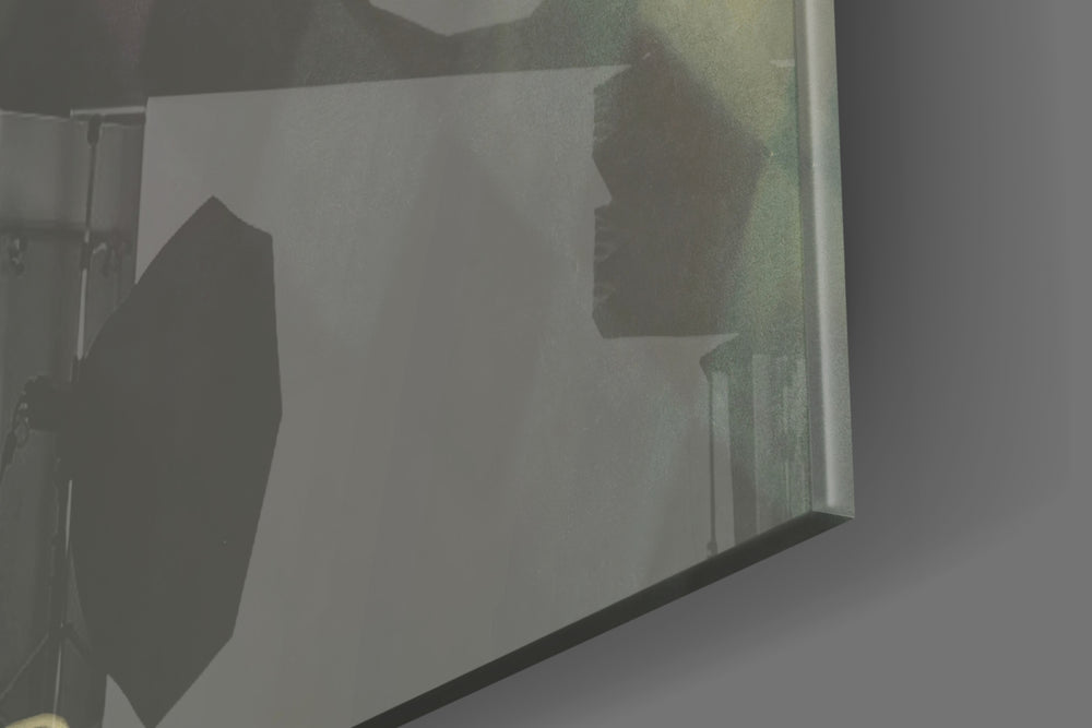 Mask the Sadness artwork anchoring a wall with moody conceptual palette