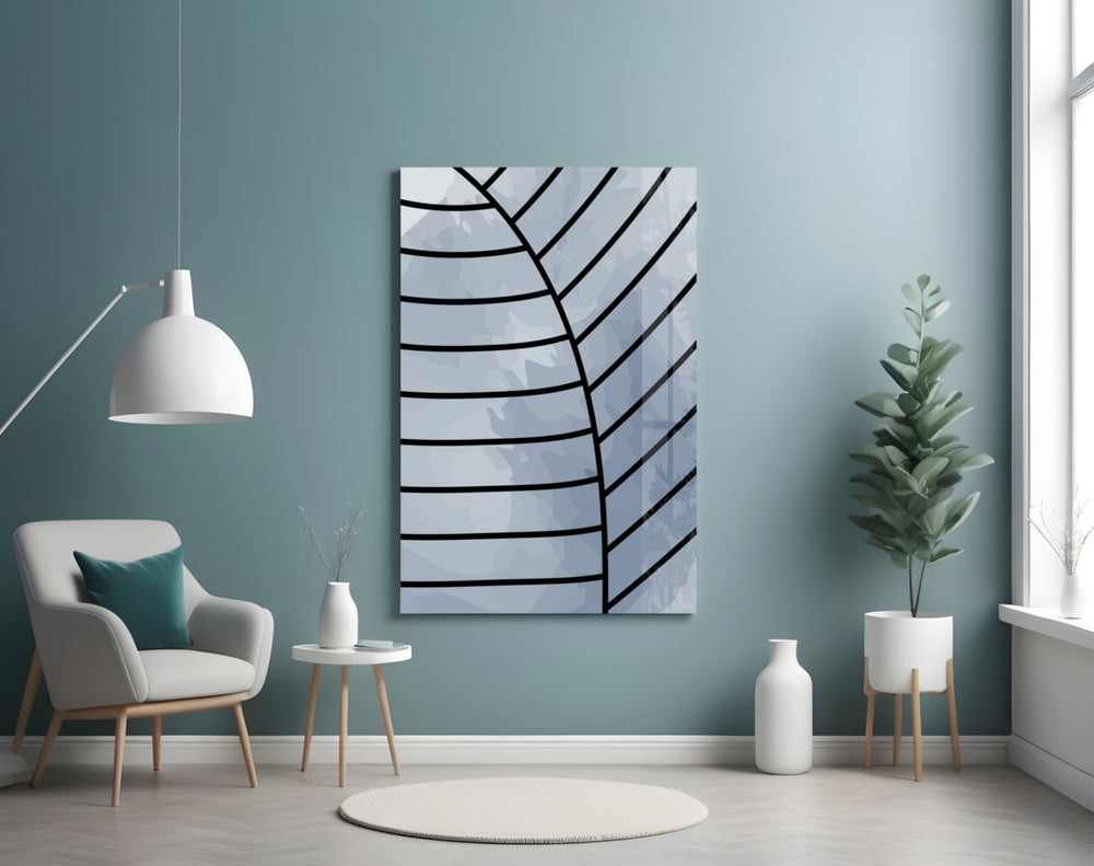 Lines of Leaf glass wall art styled above a bed in a bedroom