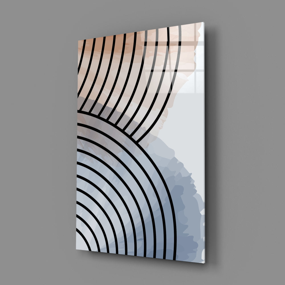 Line-art-minimalist panel bringing serene gravity to a contemporary bathroom