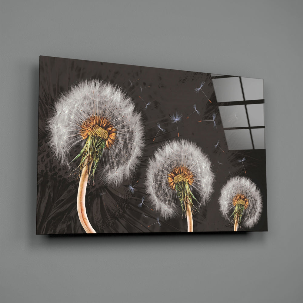 Macro-botanical panel bringing delicate gravity to a contemporary bedroom