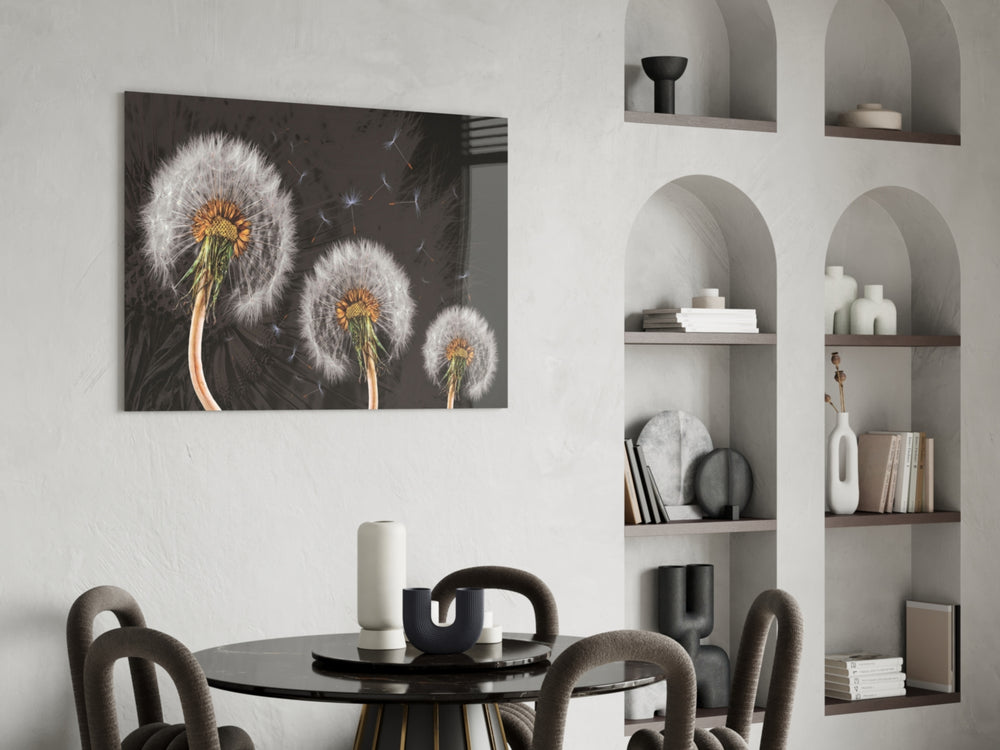 Dandelions panel adding editorial calm to a hallway