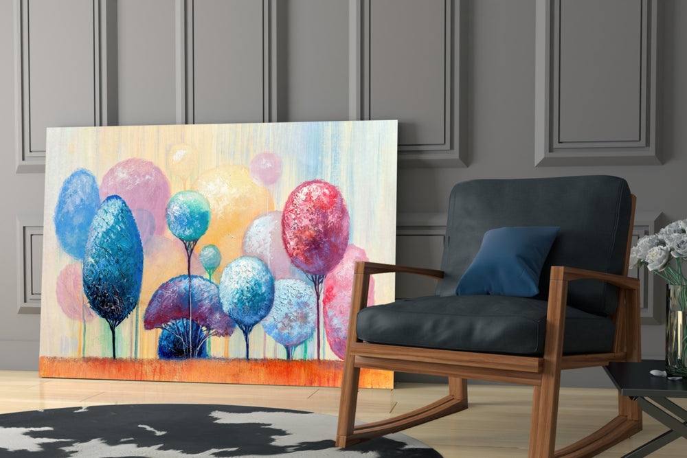 Trees of a Dream glass print enhancing a hallway with cinematic warmth