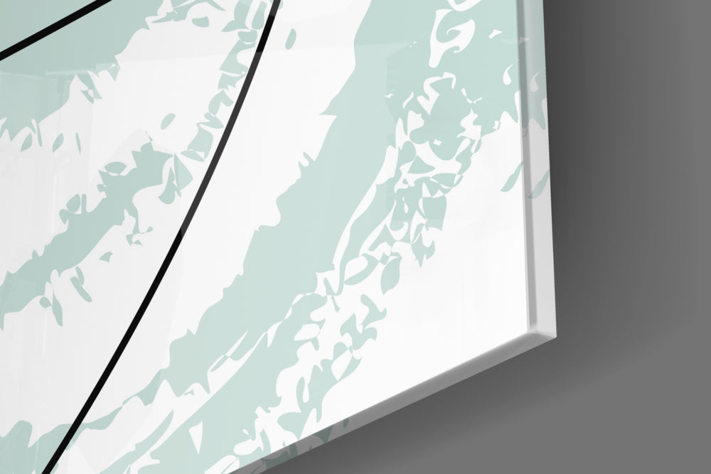 Chaotic artwork anchoring a wall with soft minimalist palette