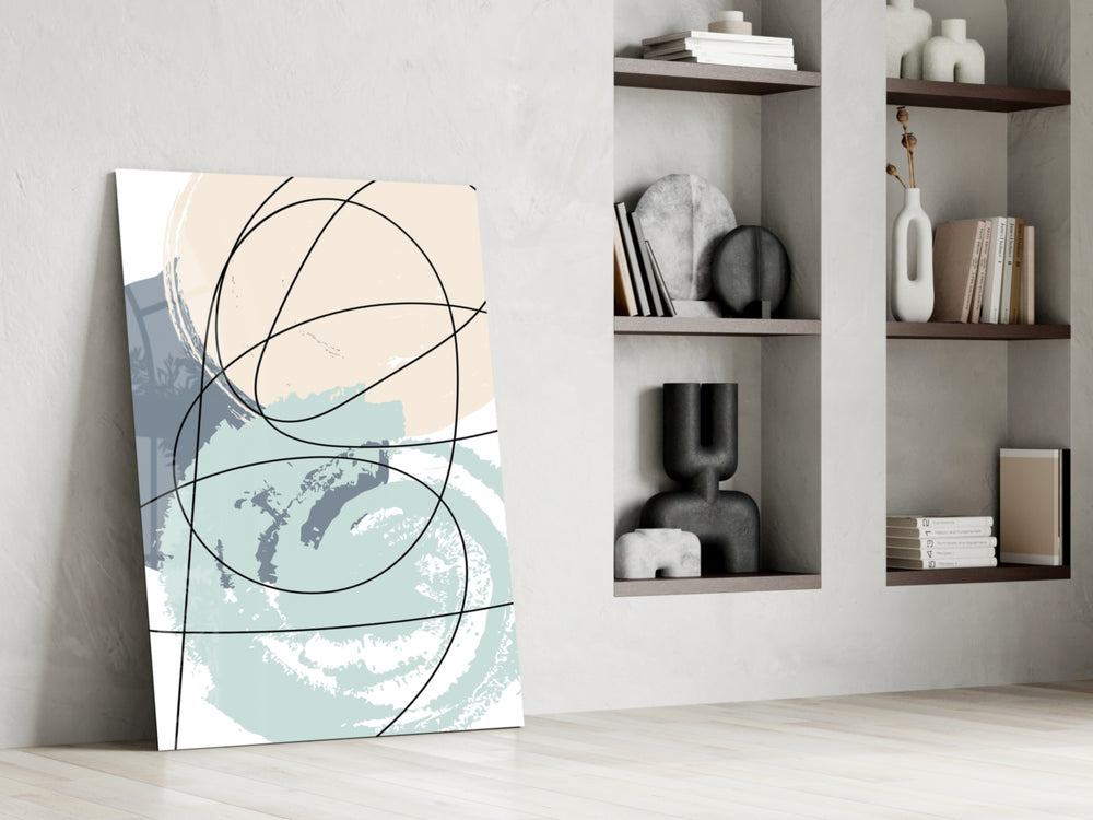 Chaotic glass print enhancing a living room with cinematic warmth