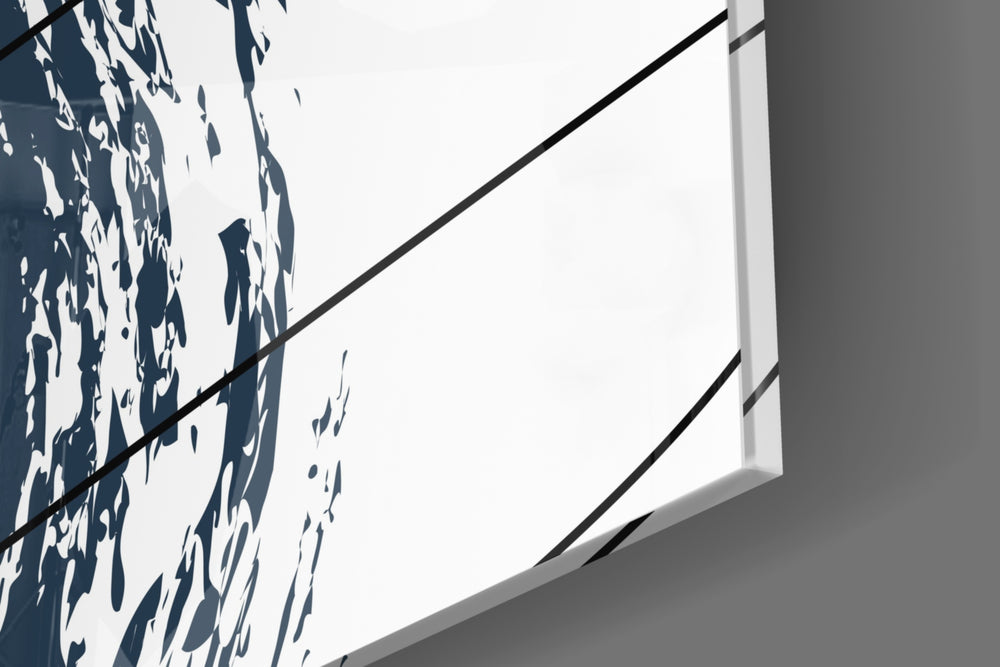 Chaotic artwork anchoring a wall with bold minimalist palette
