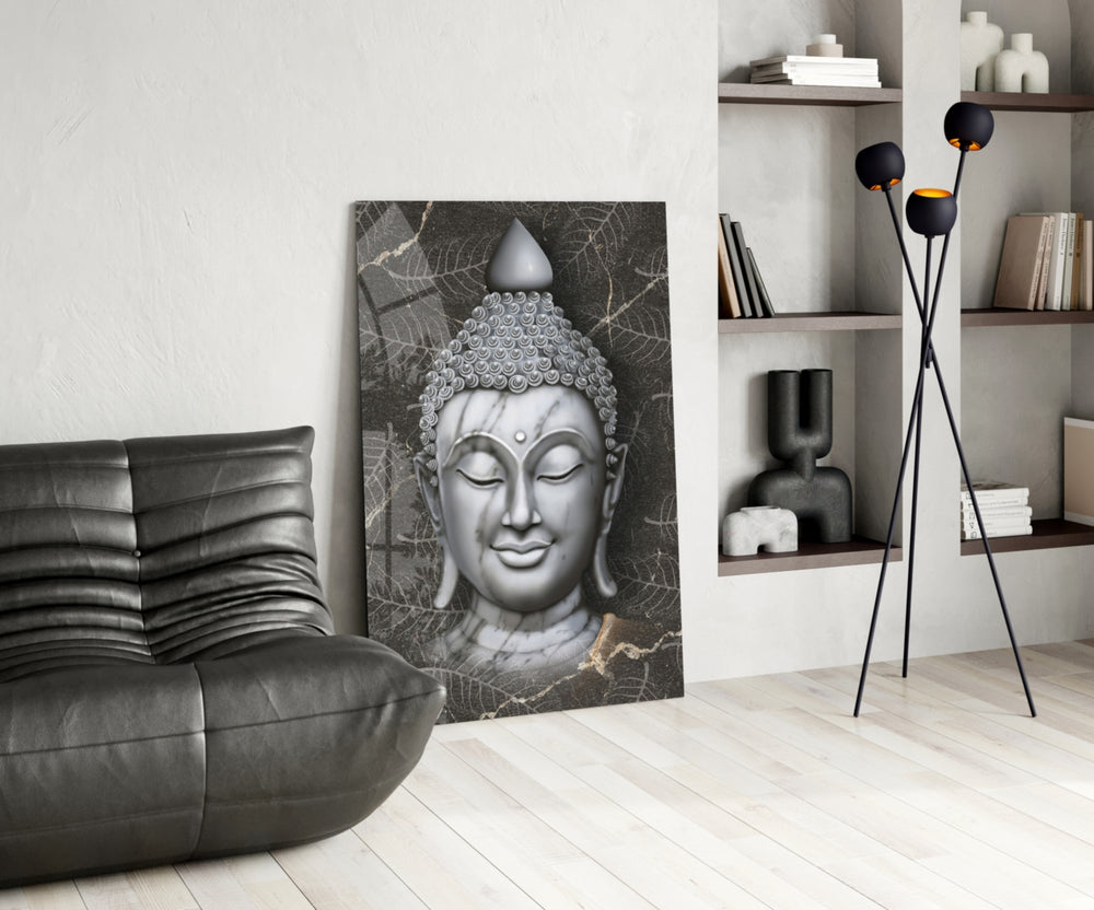 Buddha panel adding editorial mood to a hallway