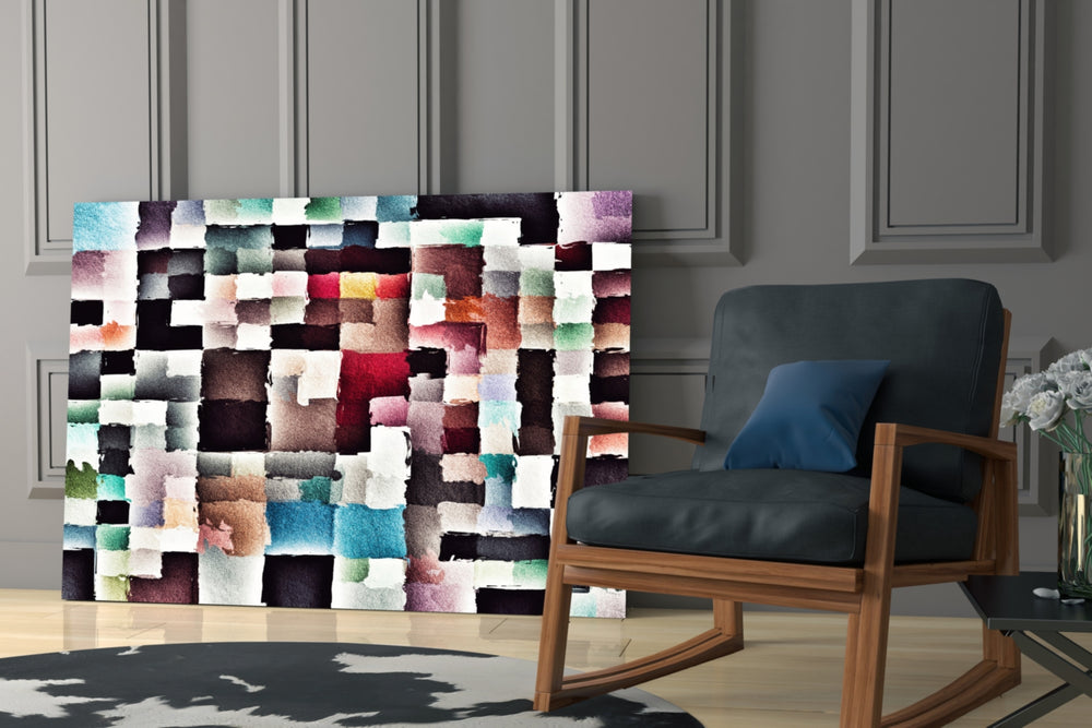 Images of Subconsciousness glass print enhancing a living room with cinematic warmth