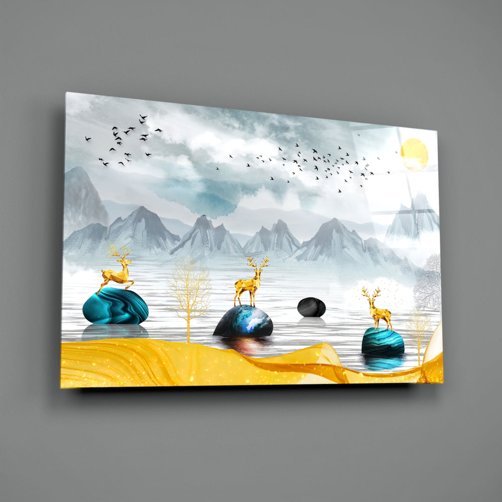 Luxe-fantasy panel bringing luxe serenity to a contemporary dining room