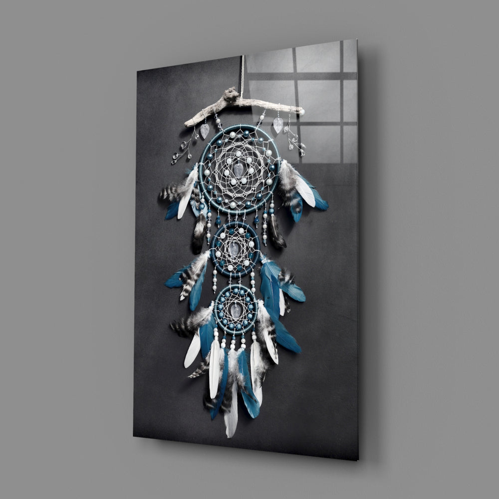 Bohemian-portrait panel bringing dreamy gravity to a contemporary bedroom
