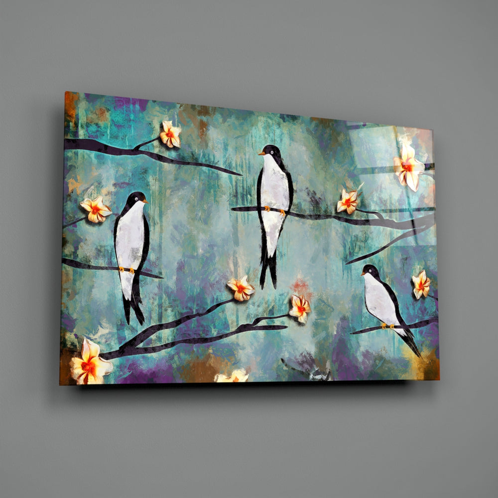 Painterly-folk panel bringing dreamy warmth to a contemporary bedroom