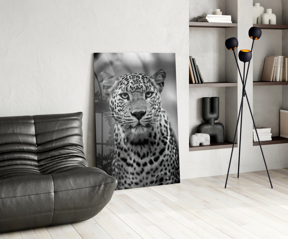 Leopard panel adding editorial mood to a living room
