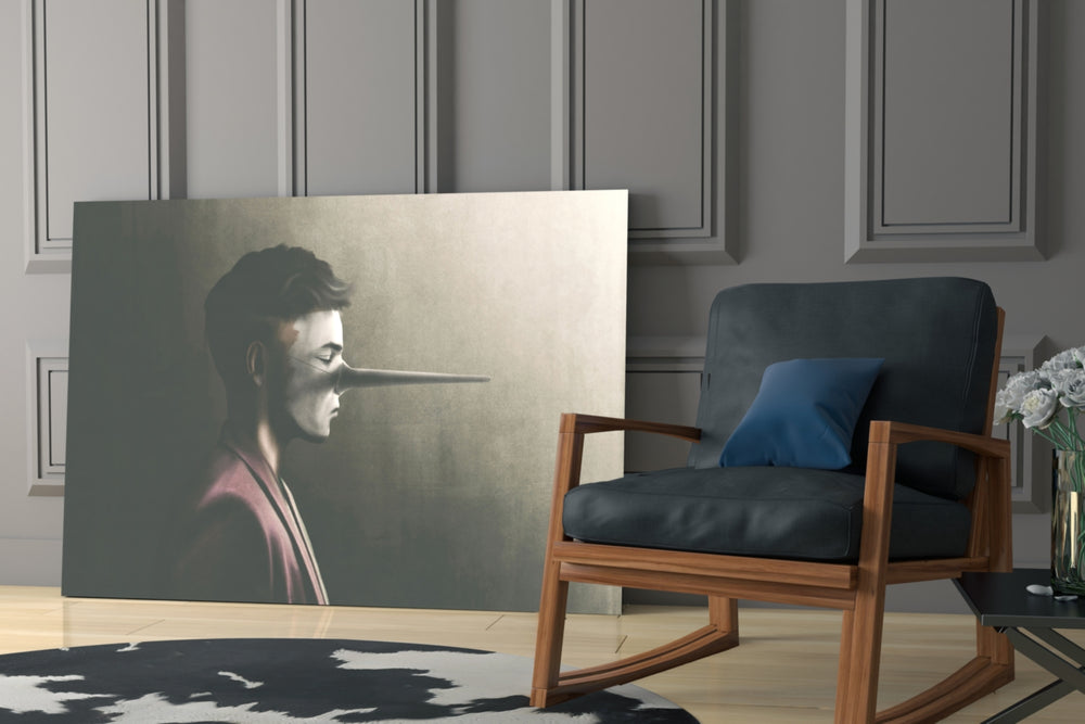 Liar glass print enhancing a living room with cinematic gravity