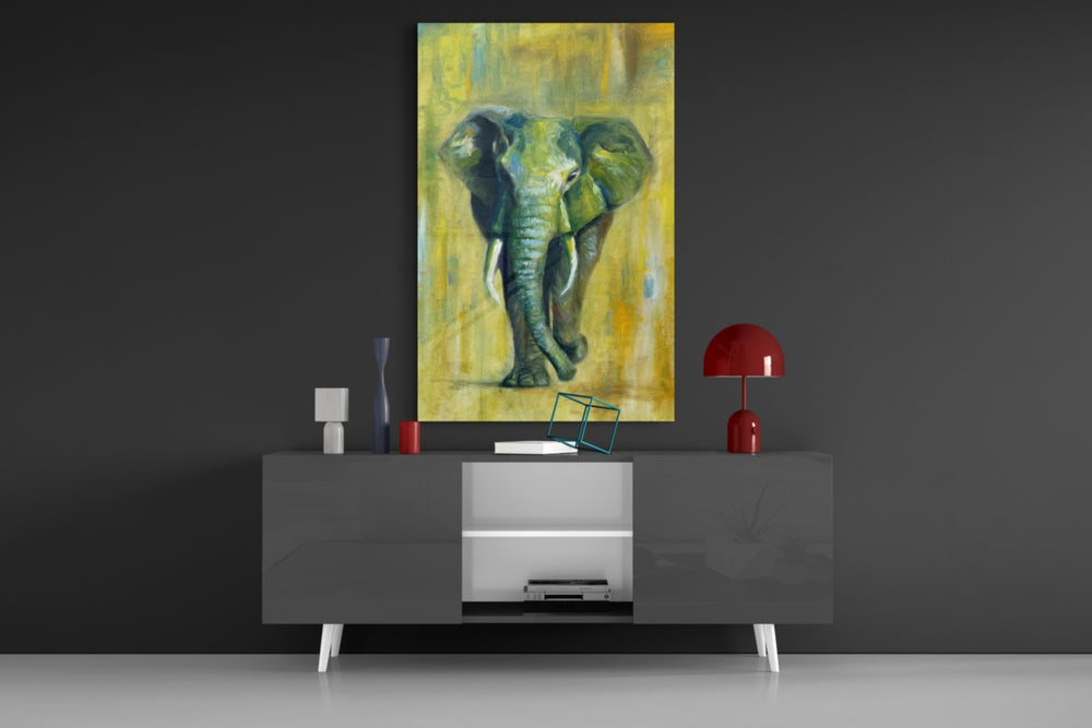 Elephant panel catching ambient light to reveal its painterly warmth