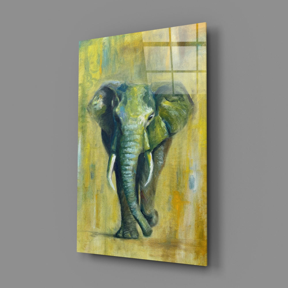 Expressionist panel bringing painterly warmth to a contemporary lounge