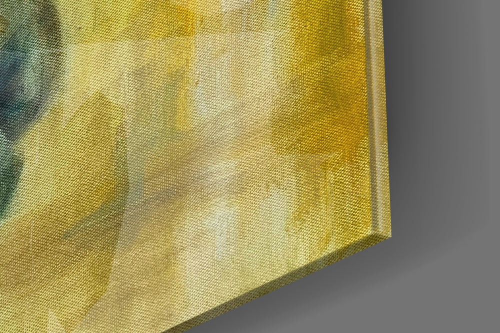 Elephant artwork anchoring a wall with warm painterly palette
