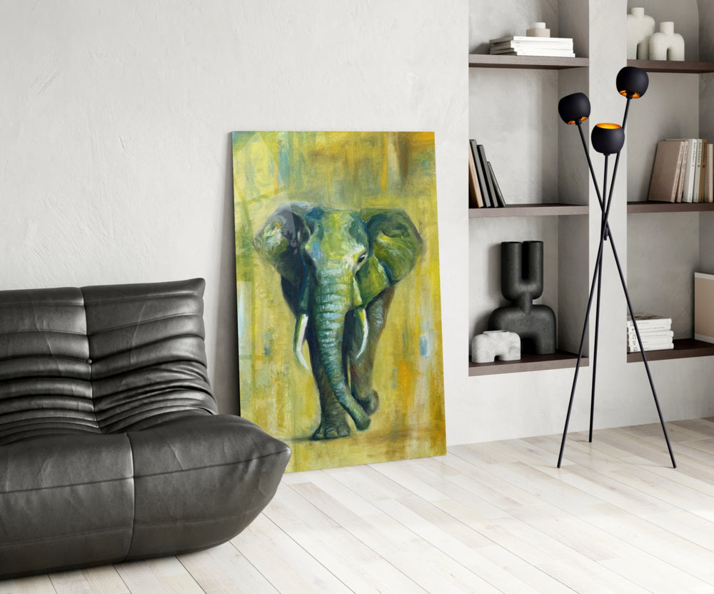 Elephant panel adding editorial calm to an office