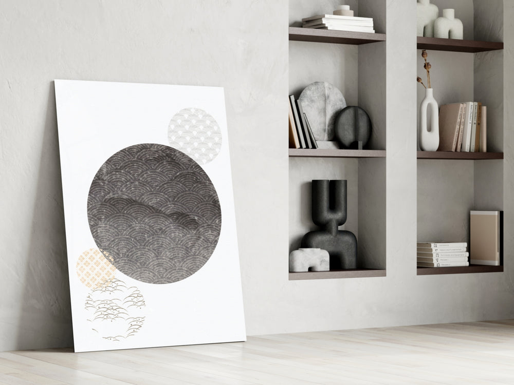 Black Moon glass print enhancing a living room with cinematic warmth