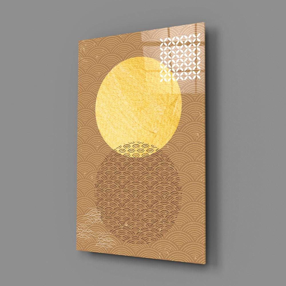 Japandi-collage panel bringing luxe warmth to a contemporary bedroom