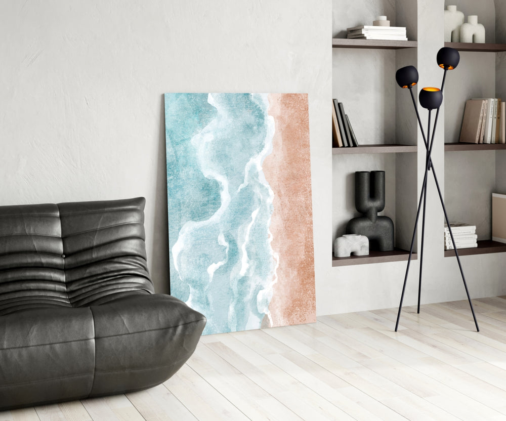 Beach panel adding editorial calm to a hallway