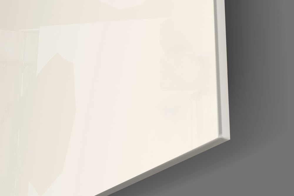 Abstract Sun artwork anchoring a wall with bright minimalist palette