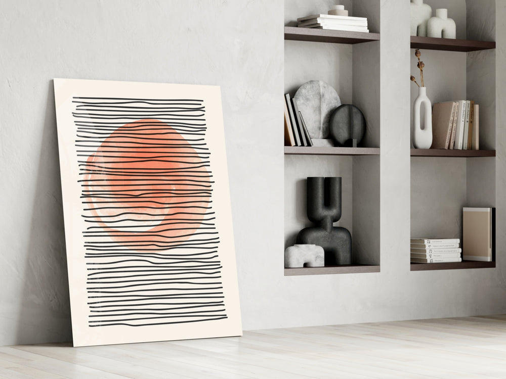 Abstract Sunset glass print enhancing a hallway with cinematic warmth