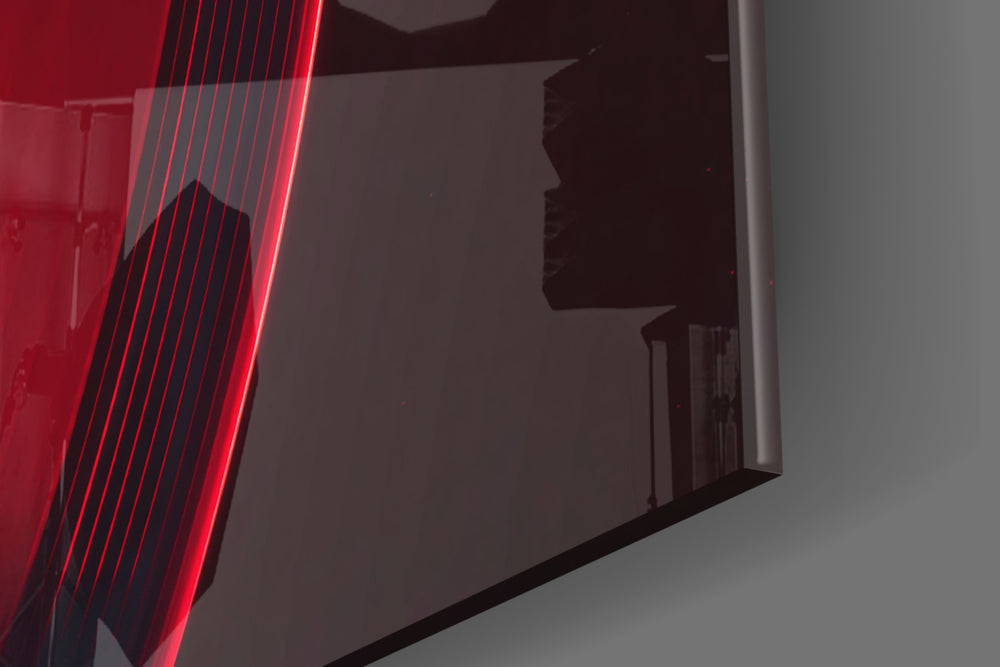 Gramophone artwork anchoring a wall with bold vibrant palette