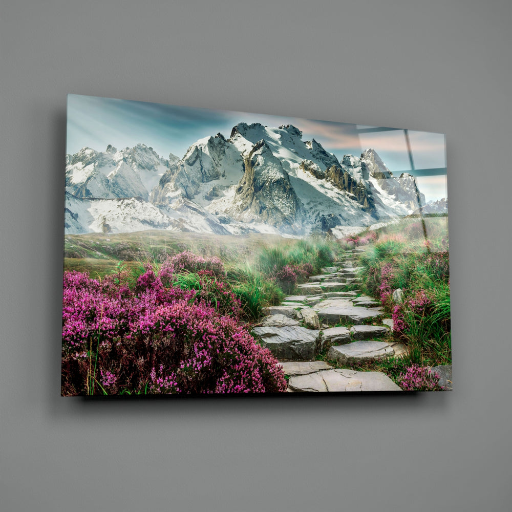 Alpine-landscape panel bringing mountain serenity to a contemporary living room