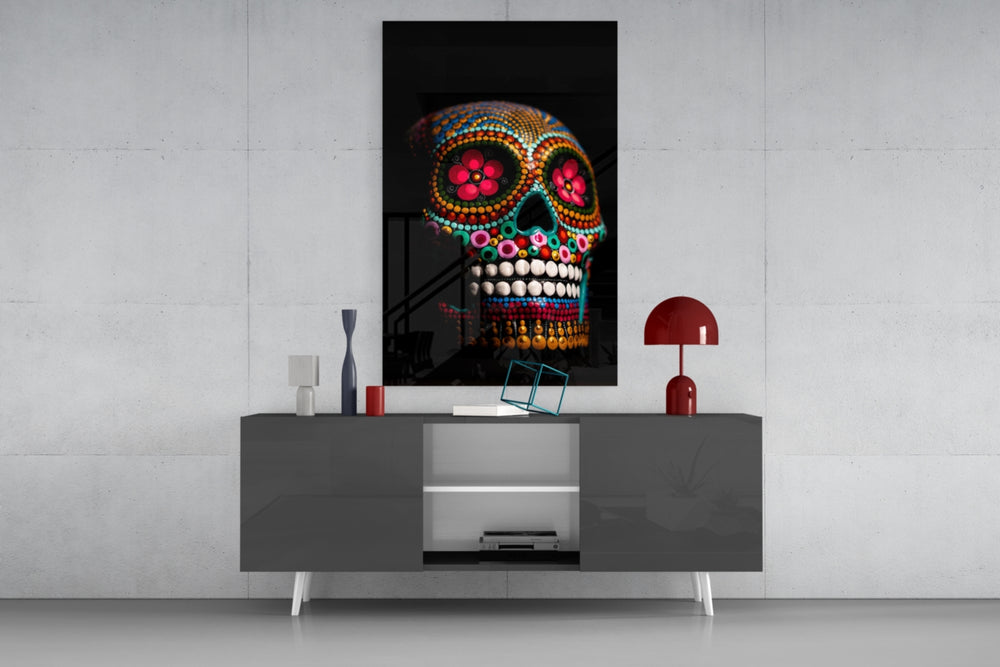 Sugar Skull panel catching ambient light to reveal its festive vibrance