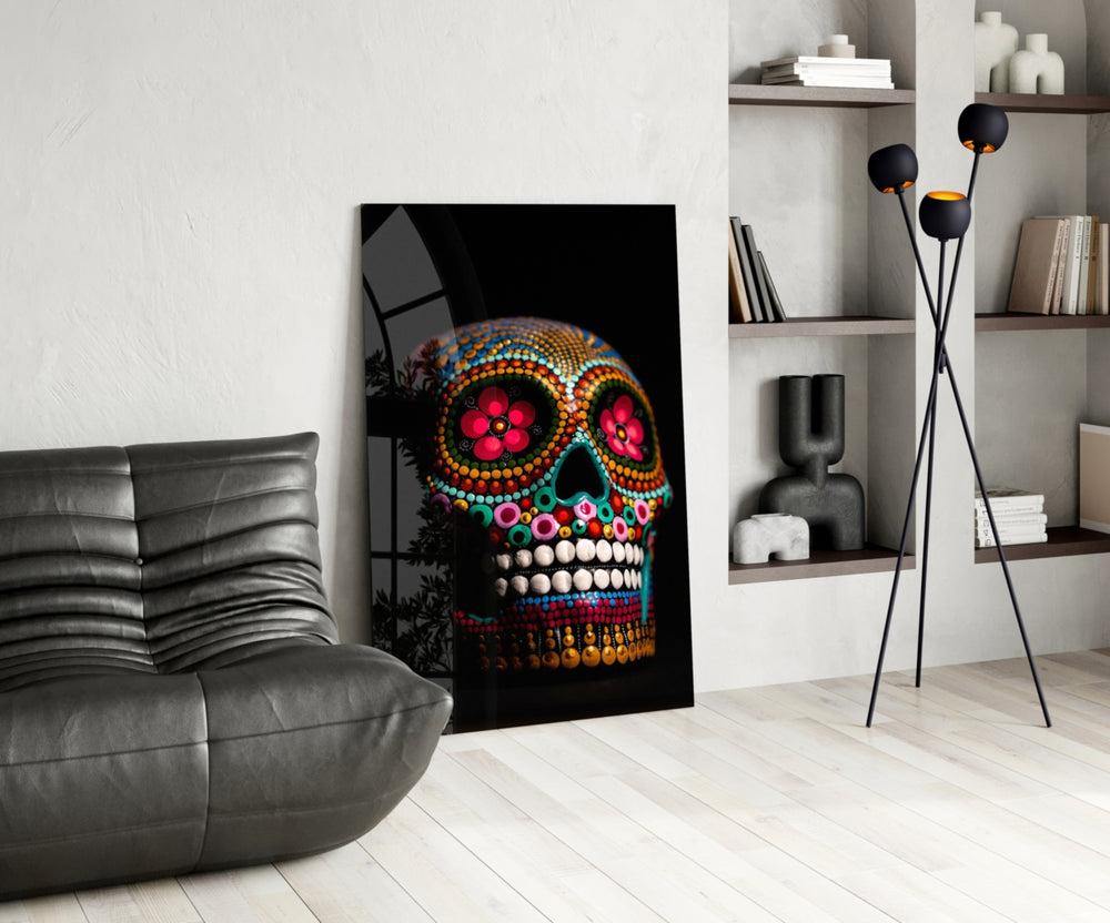 Sugar Skull panel adding editorial drama to a man cave