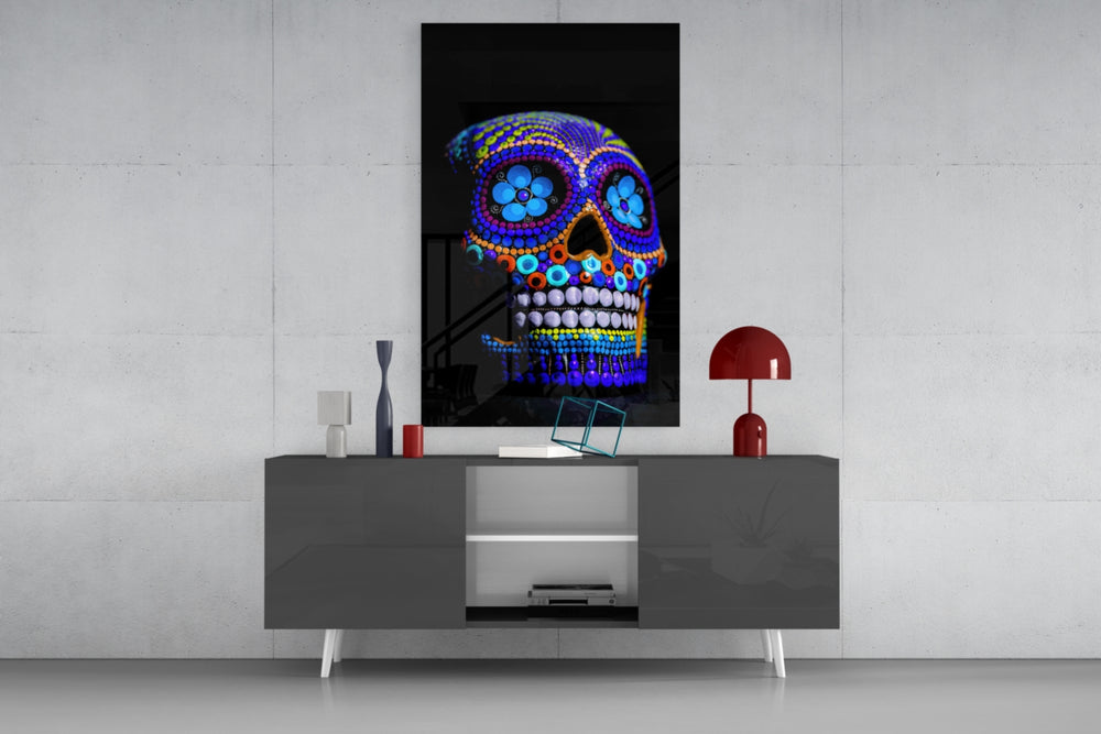 Sugar Skull panel catching ambient light to reveal its electric vibrance