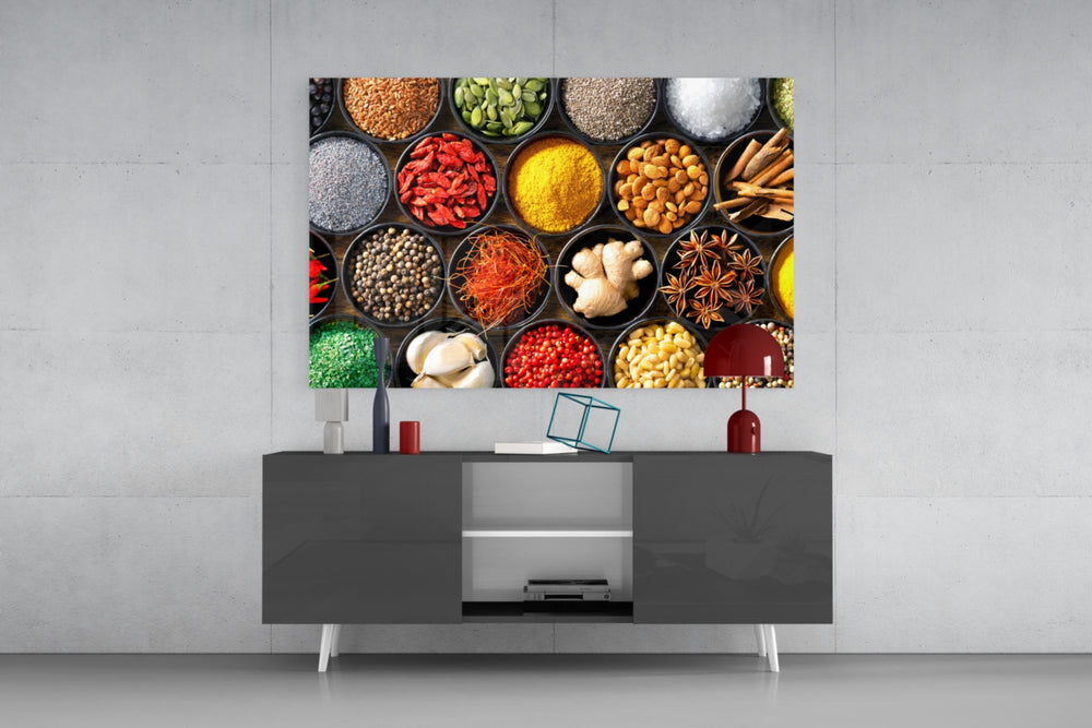 Spices panel catching window light to reveal its appetizing warmth
