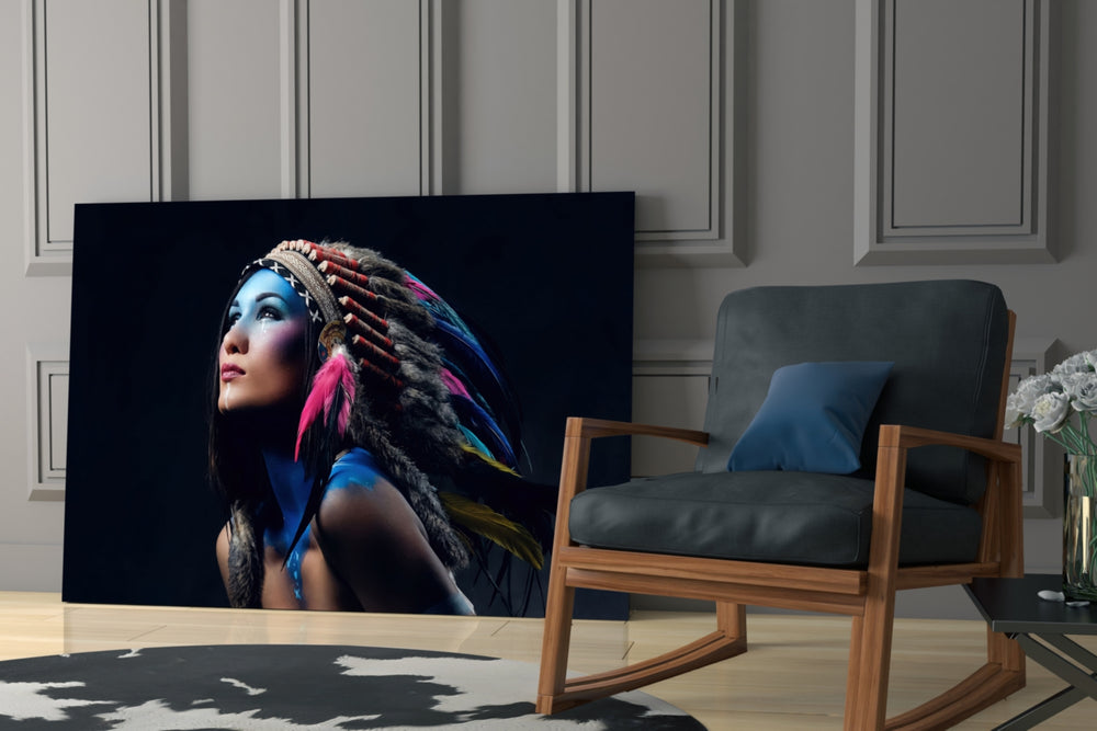 Red Indian glass print enhancing a study with cinematic warmth