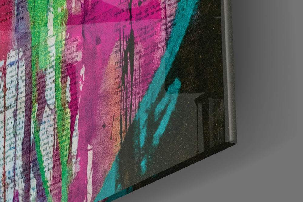 Woman Eye artwork anchoring a wall with bold vibrant palette
