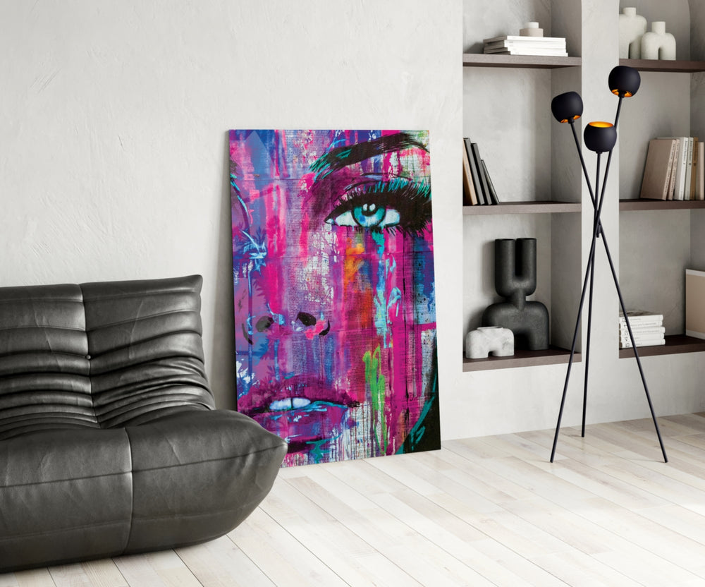 Woman Eye panel adding editorial drama to a living room