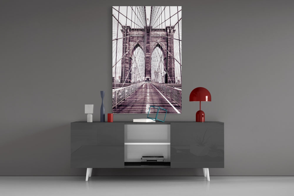 Brooklyn Bridge panel catching ambient light to reveal its dreamy serenity