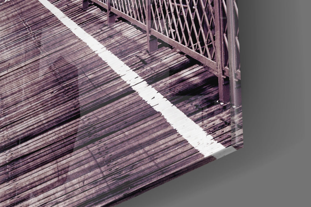 Brooklyn Bridge artwork anchoring a wall with soft vintage palette