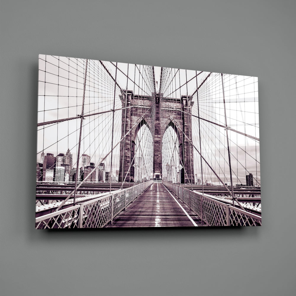Architecture-photography panel bringing vintage warmth to a contemporary living room