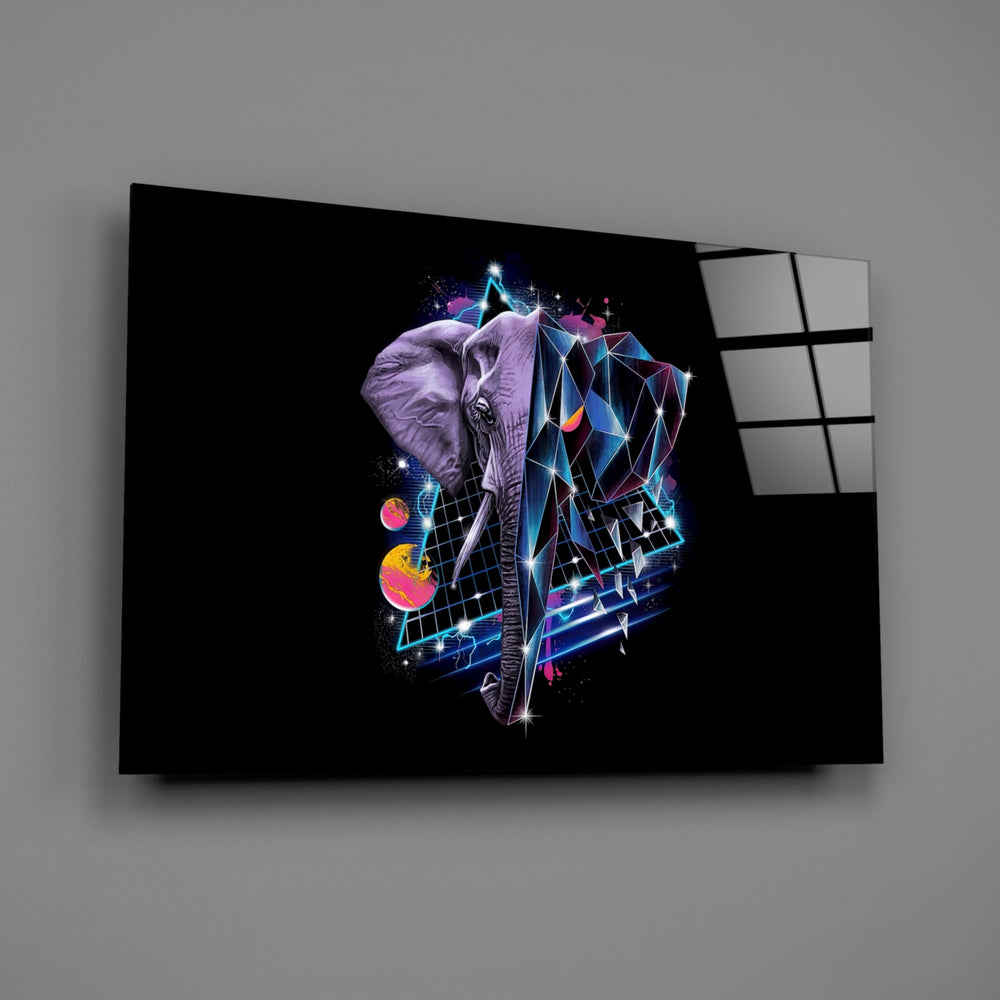 Synthwave-fantasy panel bringing electric pulse to a contemporary gaming lounge