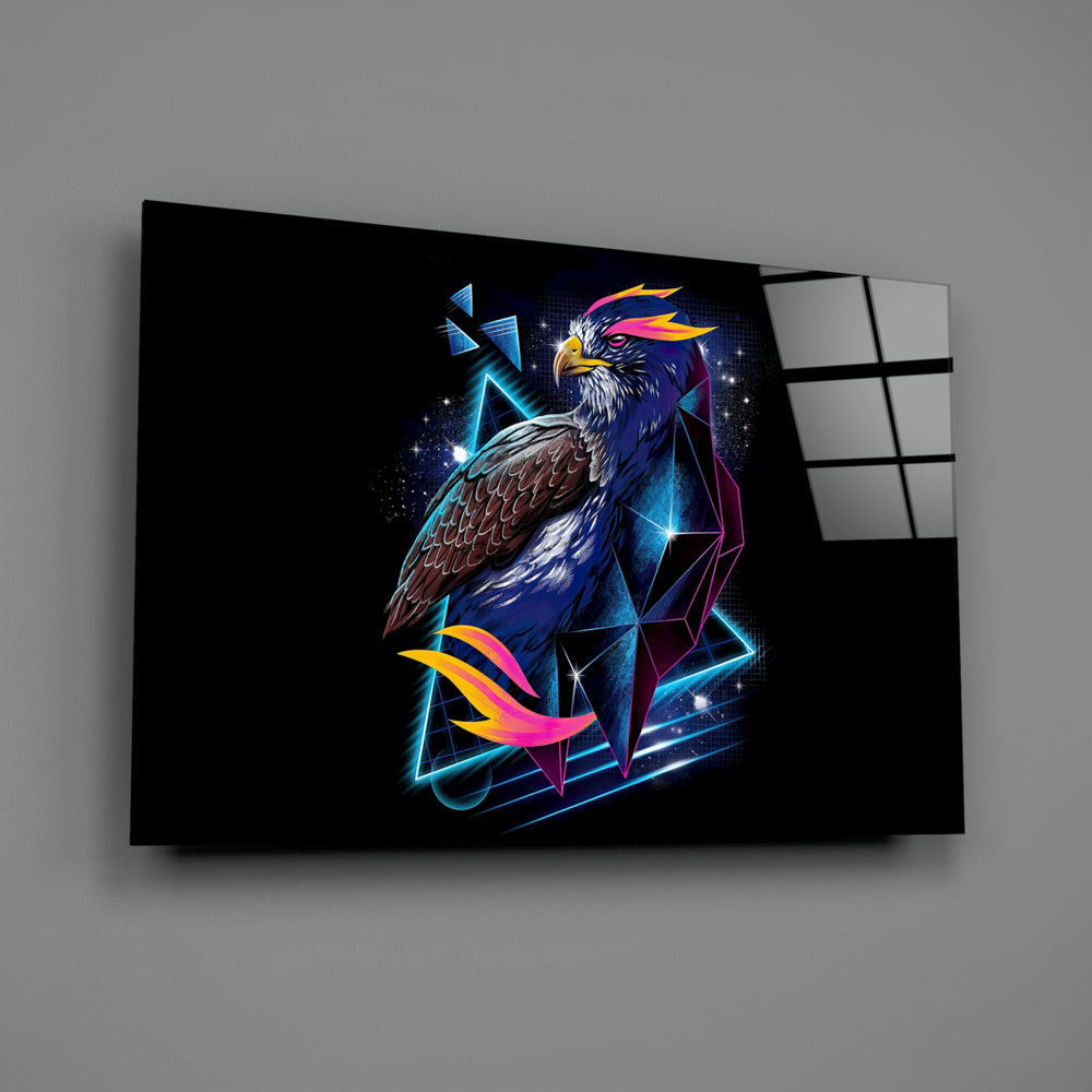Synthwave-fantasy panel bringing electric pulse to a contemporary gaming lounge