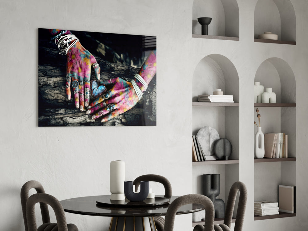Hands of Nature panel adding editorial drama to a living room