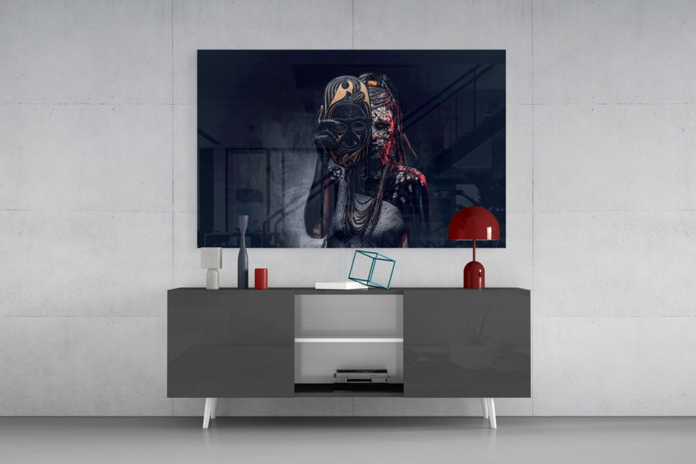 Behind the Mask panel catching directional light to reveal its mysterious gravity