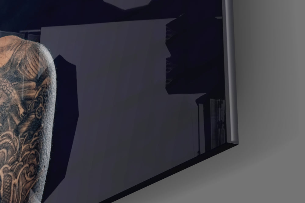 Sssh artwork anchoring a wall with moody dramatic palette
