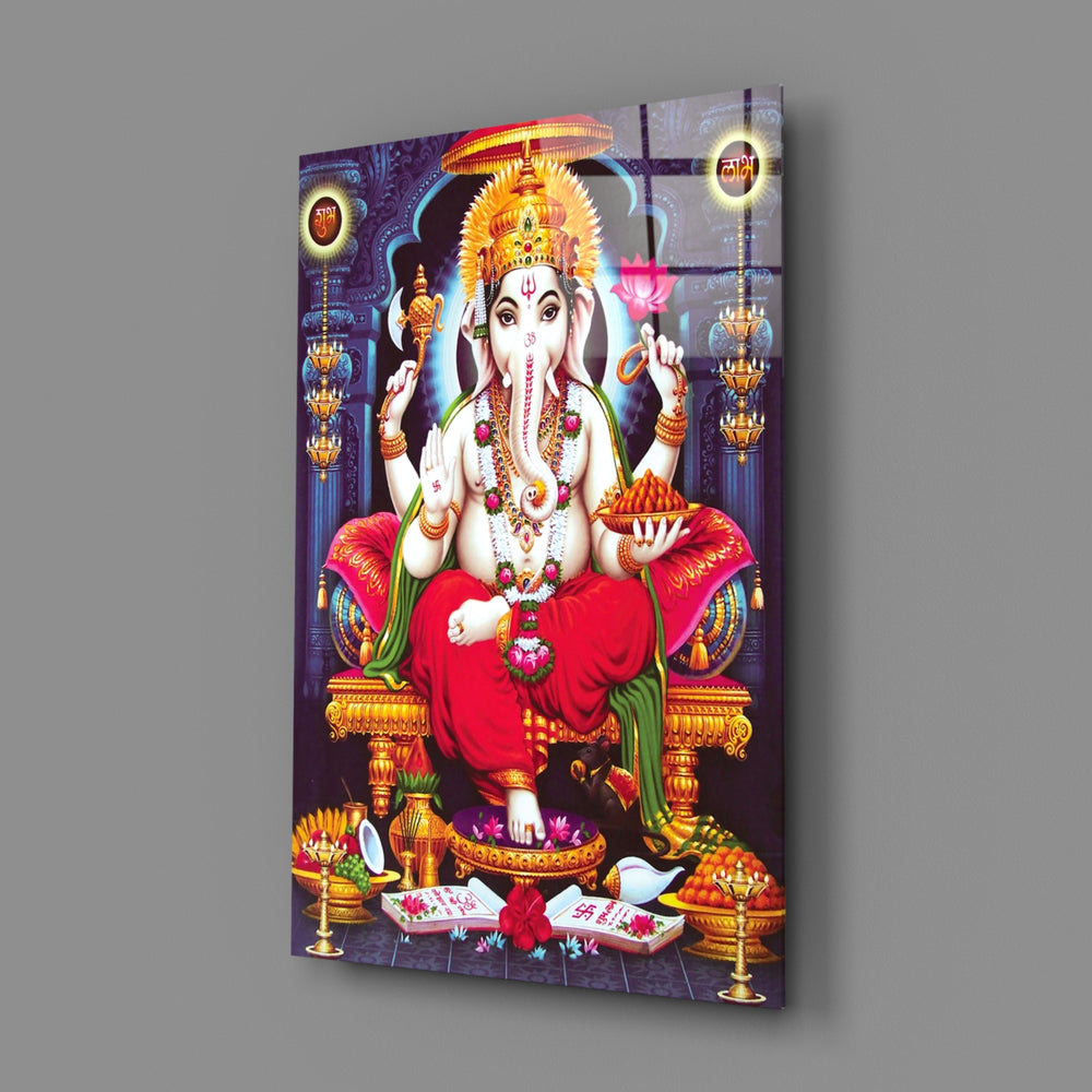 Classical-Hindu panel bringing sacred warmth to a contemporary lounge
